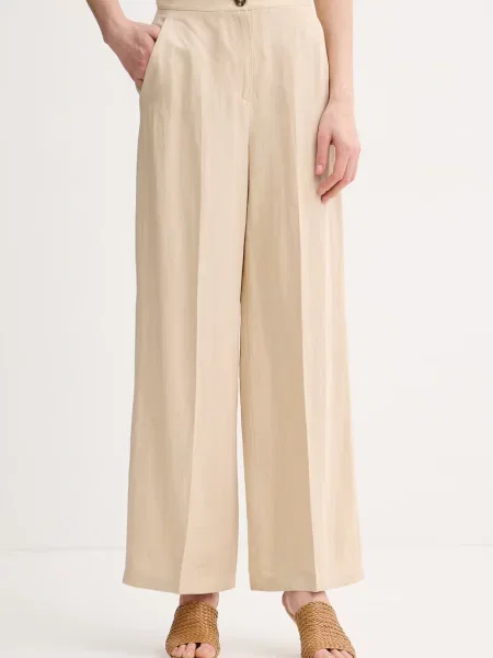 Marella spodnie z lnem Emme by Marella beżowe