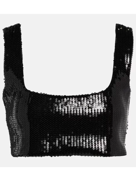 Top Galvan z cekinami w serca czarny
