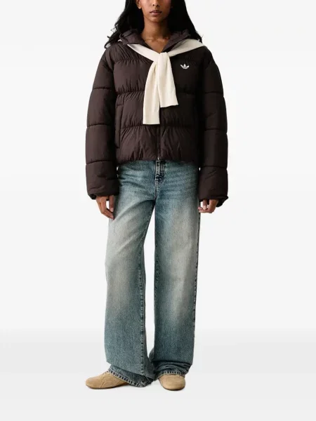 Decupat geacă Adidas cu glugă cu model piele de șarpe alb