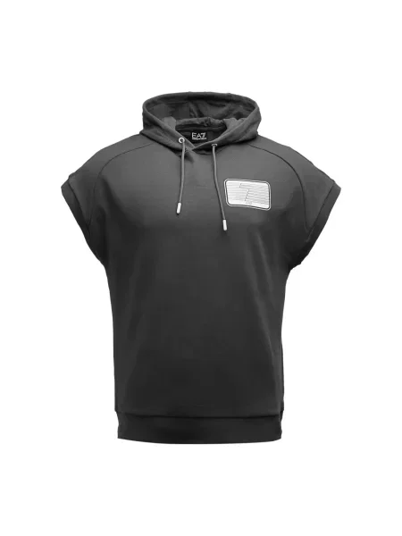 Bluza z kapturem Emporio Armani Ea7 bez rękawów z kapturem szara