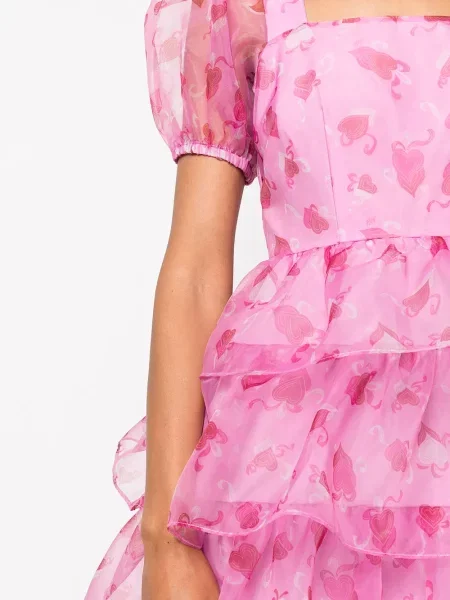 Rochie mini Hvn cu imagine cu motiv cu inimi de costum roz
