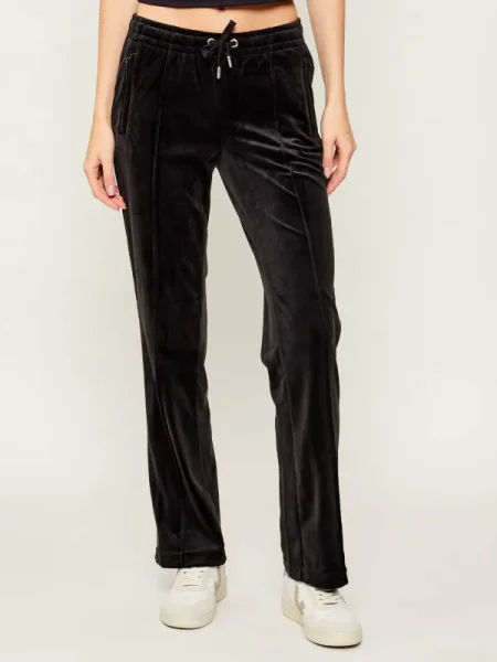 Juicy Couture pantaloni de trening din velur violet cu imprimeu negru