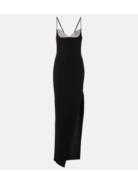 Rochie Balmain de cristal cu crăpătură negru