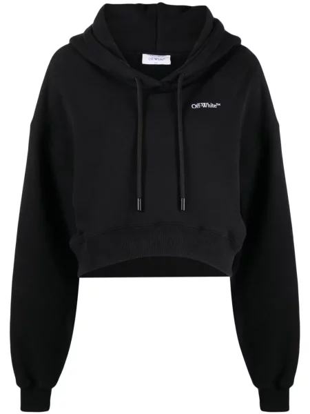 Hanorac cu glugă Off-white cu imagine alb