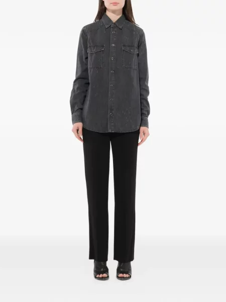 Cămașă de blugi Givenchy zdrențuiți gri