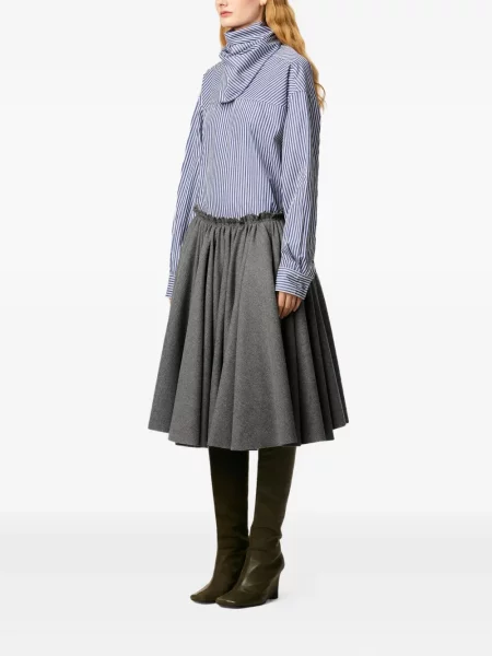 Fustă midi Ami Paris de lână până la genunchi gri