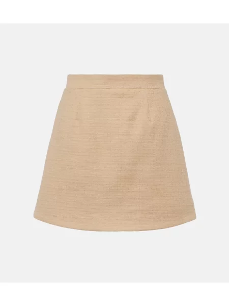 Spódnica Patou z wysoką talią tweedowa beżowa