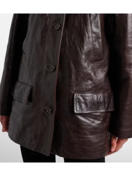 Palton Balenciaga din piele maro