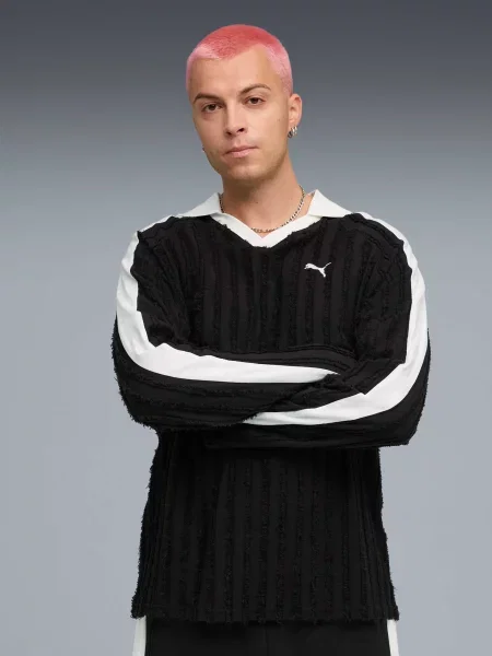 Длинное поло Puma с длинным рукавом черное