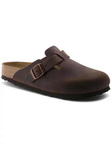 Klapki Birkenstock skórzane brązowe
