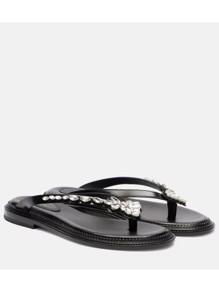 Chiloți tanga Simone Rocha din piele negru