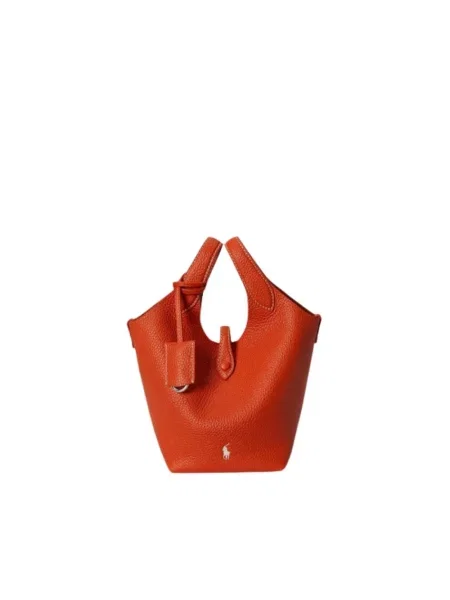 Torebka Polo Ralph Lauren skórzana pomarańczowa