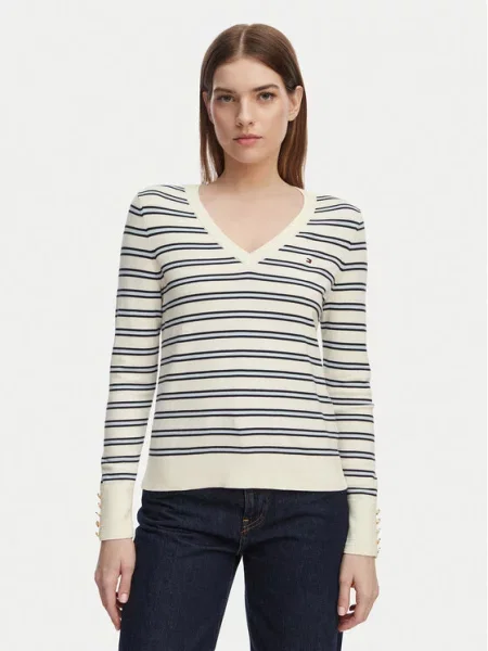 Tommy Hilfiger pulover za žene s pamukom bež