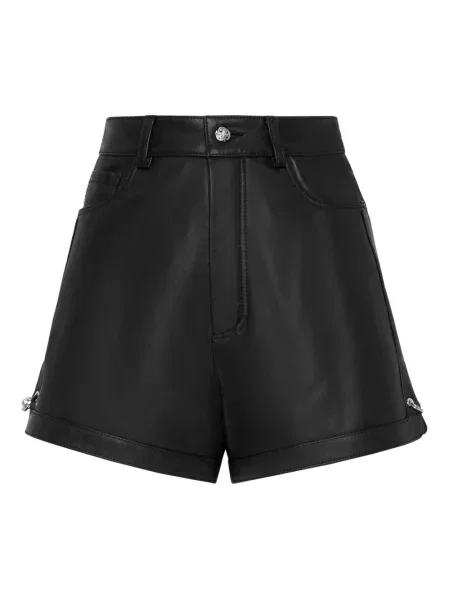 Szorty Philipp Plein skórzane czarne