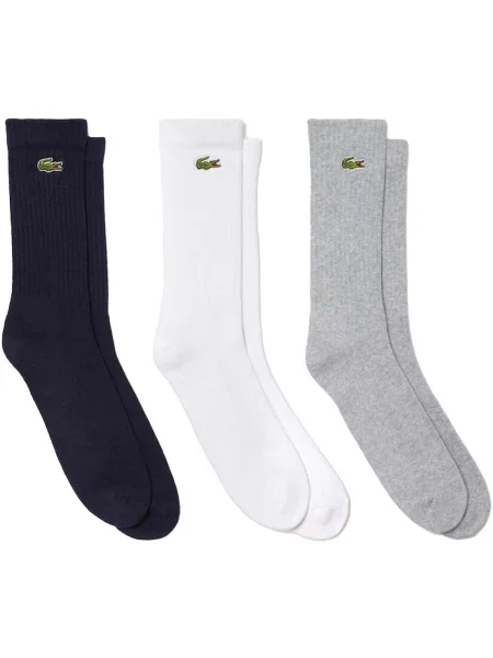 Ponožky Lacoste 3 páry strieborných podbradníkov/bielych/navy blue biela