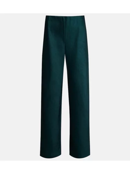 Pantaloni Vince cu talie înaltă din satin verde