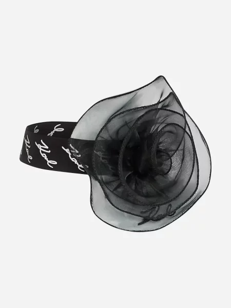 Šal s primesjo svile Karl Lagerfeld črna