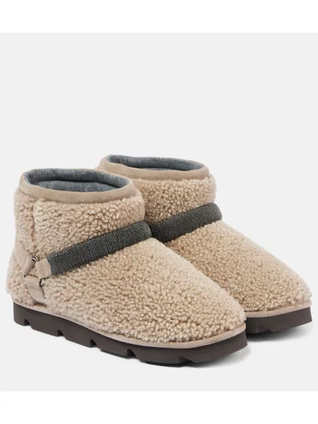 Botine Brunello Cucinelli cu mărgele maro