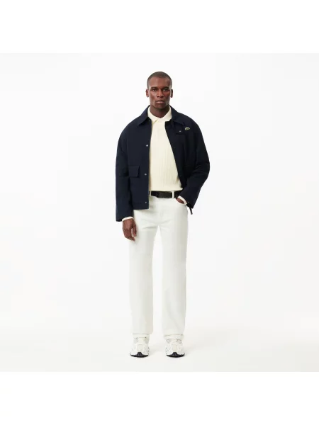 Lacoste Skórzany Pasek Z Monogramem granatowy