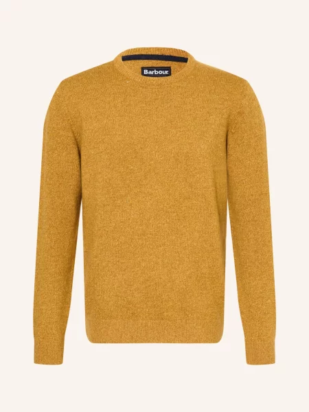 Sweter z mieszanki wełny i jedwabiu z okrągłym dekoltem model TISBURY' Barbour żółty