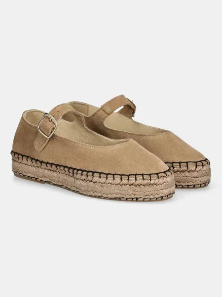 Semišové espadrilky Answear Lab na platformě béžová