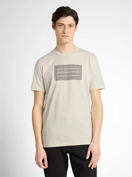 TOM TAILOR DENIM Tricou gri închis murdar alb