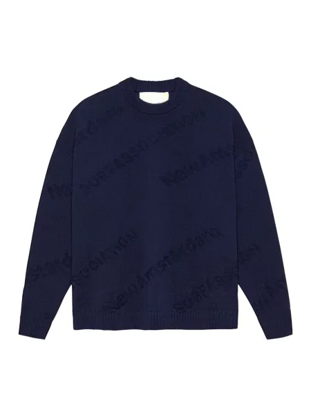 Sweter New Amsterdam Surf Association żakardowy z logo niebieski