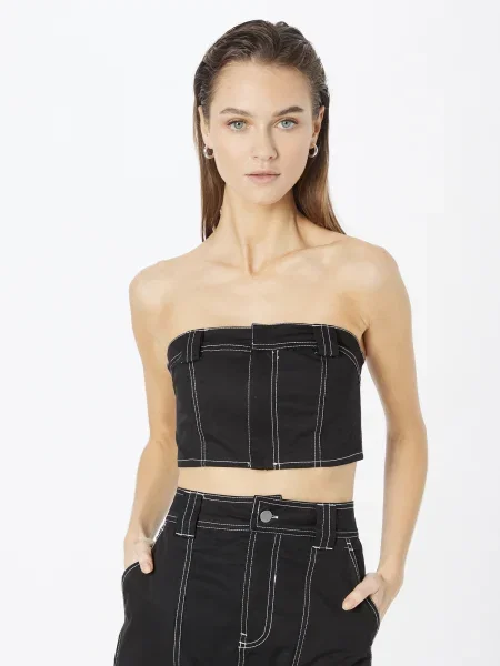 Nasty Gal Top fekete fehér