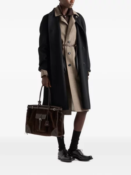 Geantă Prada de catifea cord maro
