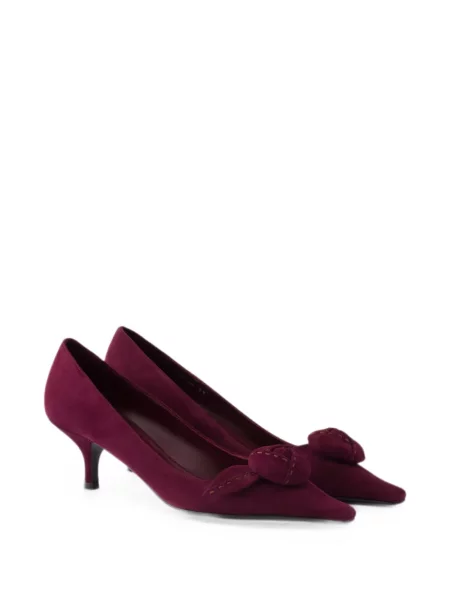 Pantofi cu toc Prada din piele de căprioară violet