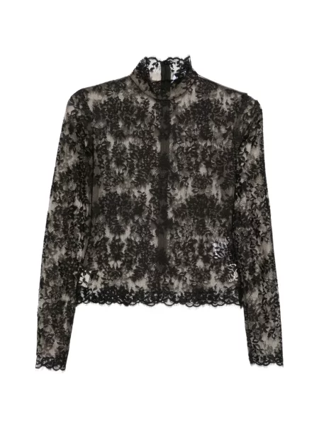 Top Françoise cu model floral din dantelă negru