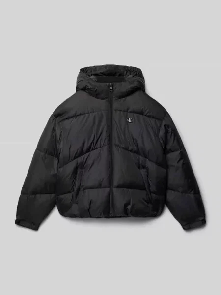 Kurtka pikowana z naszywką z logo Calvin Klein Jeans czarna