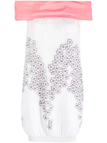 Rochie Gemy Maalouf cu model floral cu imagine de costum alb