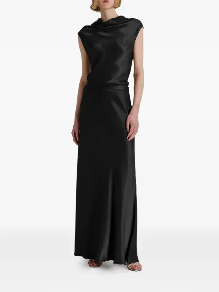 Fustă Alberta Ferretti cu talie înaltă din satin negru