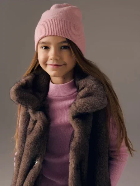 Reserved Vlnená čiapka beanie popolavá ružová