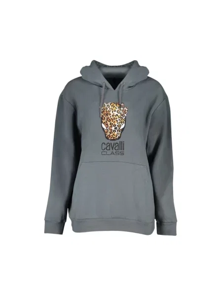 Bluza z kapturem Cavalli Class z kapturem szara