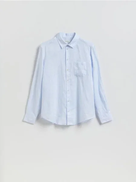 Reserved Cămașă regular fit din in albastru-deschis albastru