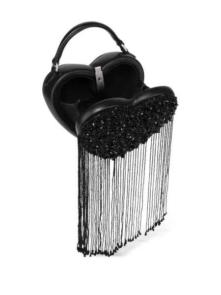 Geantă Moschino cu motiv cu inimi cu mărgele negru