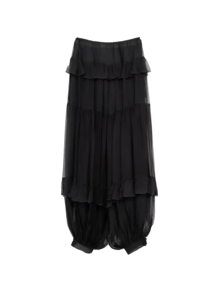 Pantaloni Chloé cu volane negru