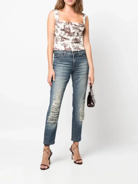 Džíny Dolce & Gabbana Pre-owned s dírami modré