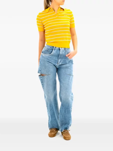 Top Miu Miu scurt galben