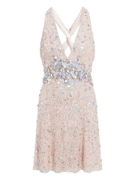 Rochie mini Jenny Packham cu decolteu în V roz