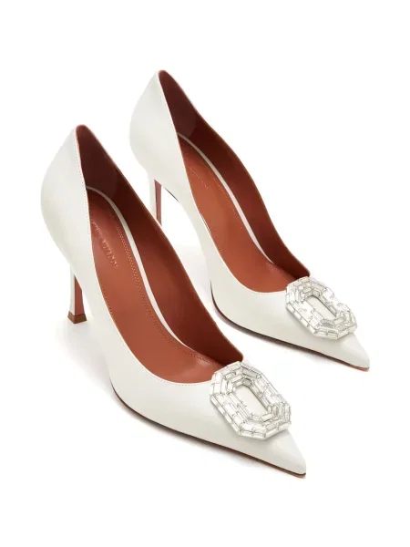 Pantofi cu toc Amina Muaddi de cristal alb