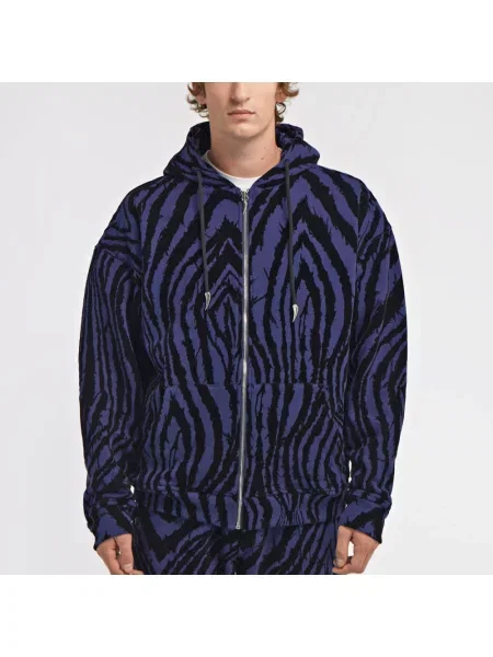 Sweter Roberto Cavalli z kapturem niebieski
