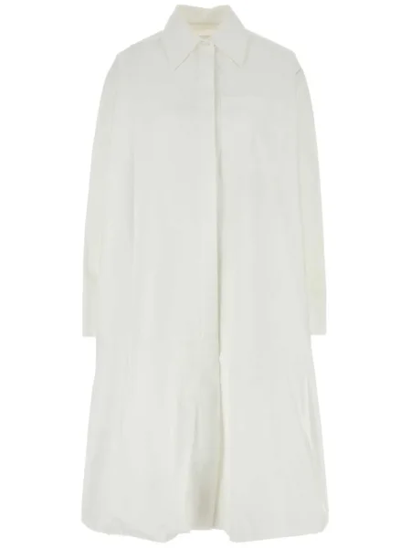 Sukienka koszulowa Jil Sander do kolan popelinowa garniturowa biała