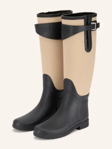 Hunter Kalosze Refined Tall Canvas schwarz czarne