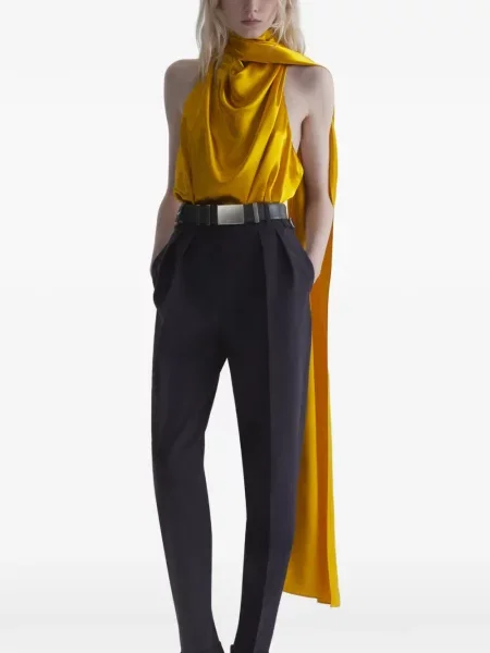Top Mugler cu spatele deschis galben