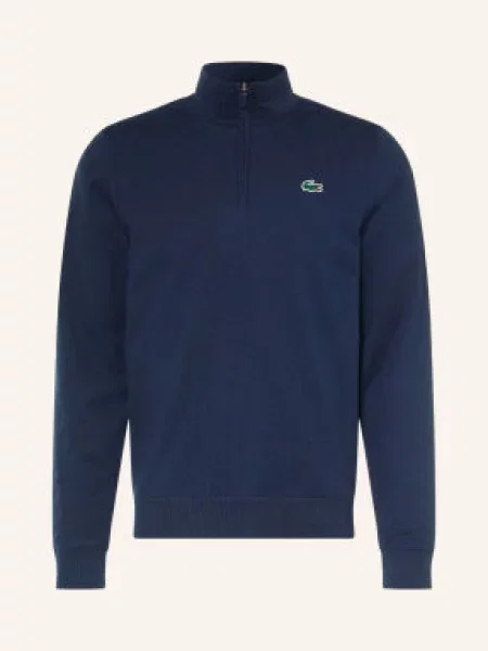 Lacoste Funkcjonalny Sweter Typu Troyer Z Kapturem blau granatowy