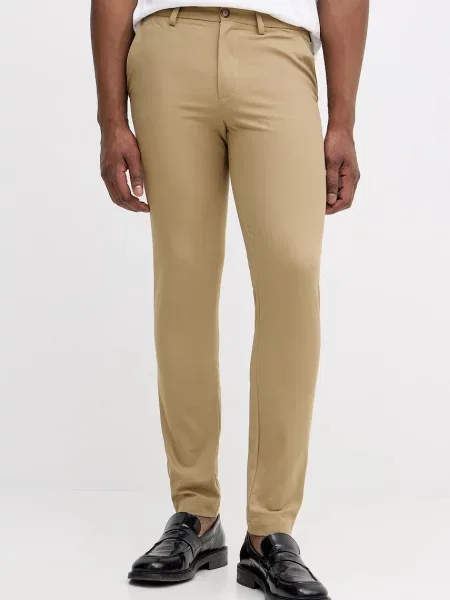 BOSS spodnie granatowy w fasonie chinos zielone