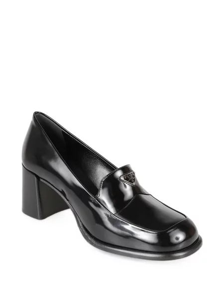 Bőr loafer Prada fekete